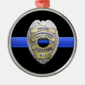 Dun Blue Line Dispatcher Badge Metal Ornament (Voorkant)