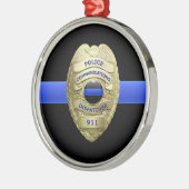 Dun Blue Line Dispatcher Badge Metal Ornament (Links)