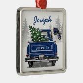 Dun Blue Line Flag  Blue Truck Holiday Metalen Ornament (Rechts)