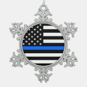 "DUN BLUE LINE OP AMERIKAANSE VLAG " TIN SNEEUWVLOK ORNAMENT (Voorkant)