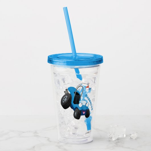 Dun buggy off road vehicle cartoon acryl drinkbeker (Voorkant ijs)