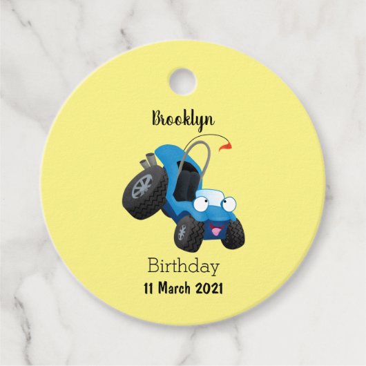 Dun buggy off road vehicle cartoon bedankjes labels (Voorkant)