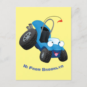 Dun buggy off road vehicle cartoon briefkaart