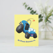 Dun buggy off road vehicle cartoon briefkaart (Staand voorkant)
