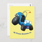 Dun buggy off road vehicle cartoon briefkaart (Voorkant / Achterkant)