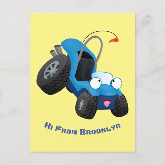 Dun buggy off road vehicle cartoon briefkaart (Voorkant)
