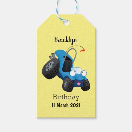 Dun buggy off road vehicle cartoon cadeaulabel (Voorkant)