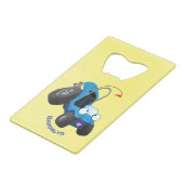 Dun buggy off road vehicle cartoon creditkaart flessenopener (Voorkant Gekanteld)