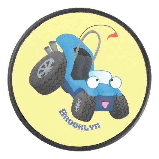 Dun buggy off road vehicle cartoon hockey puck (Voorkant)