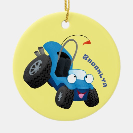 Dun buggy off road vehicle cartoon keramisch ornament (Voorkant)