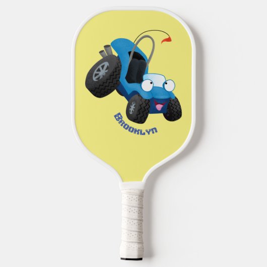 Dun buggy off road vehicle cartoon pickleball paddle (Achterkant)