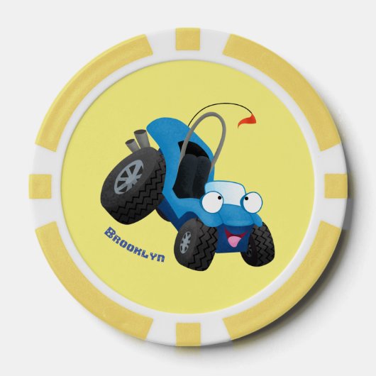 Dun buggy off road vehicle cartoon poker chips (Voorkant)