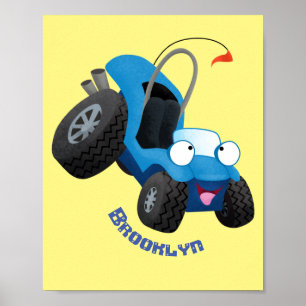 Dun buggy off road vehicle cartoon poster
