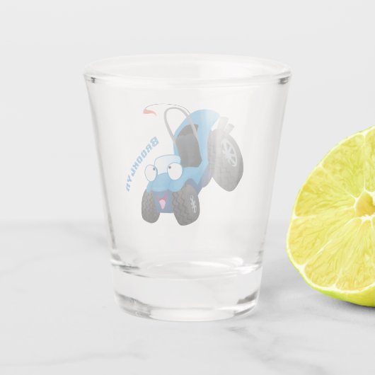 Dun buggy off road vehicle cartoon shot glas (Achterkant)