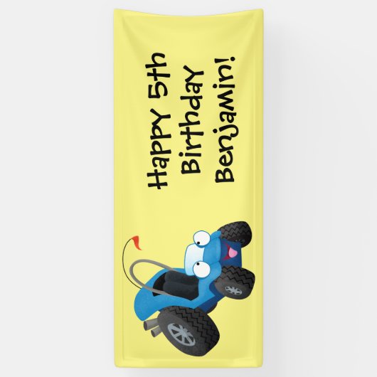 Dun buggy off road vehicle cartoon spandoek (Verticaal)