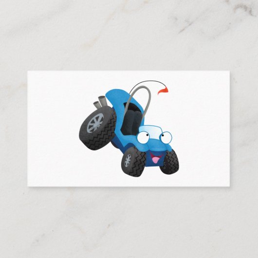 Dun buggy off road vehicle cartoon visitekaartje (Achterkant)