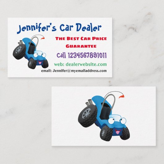 Dun buggy off road vehicle cartoon visitekaartje (Voorkant / Achterkant)