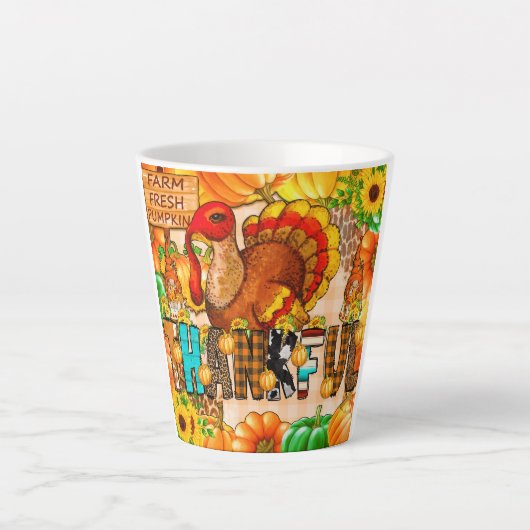 Dun Dankbare Tumbler Sublimatie - Dankzegging Latte Mok (Voorkant)