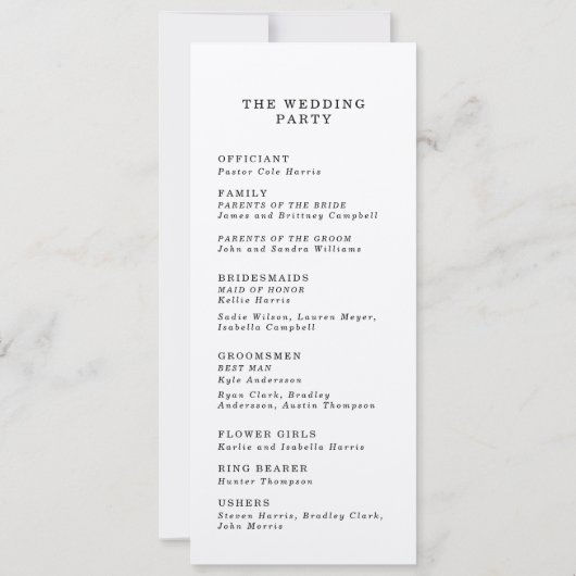 Dun faux gouden grens bruiloft programma (Achterkant)