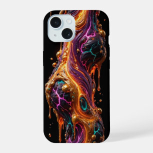 Dun Haar Lava Filament - Goud Teal Magenta Vulkani iPhone 15 Case