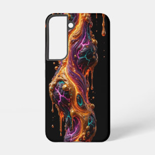 Dun Haar Lava Filament - Goud Teal Magenta Vulkani Samsung Galaxy Hoesje