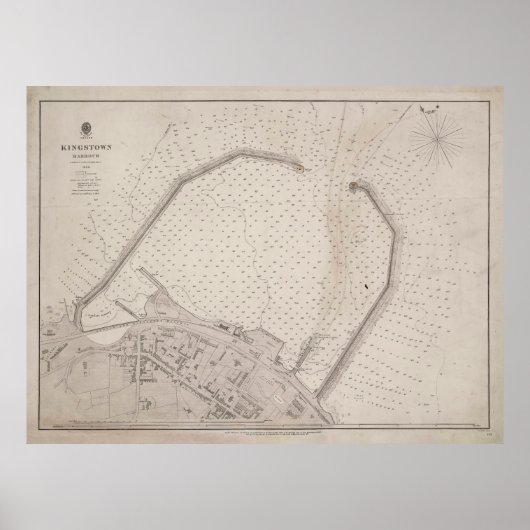  Dun Laoghaire Ireland Map (1857) Poster (Voorkant)