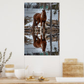 Dun Ranch Horse Drink Hole Equine-foto Poster (Keuken)