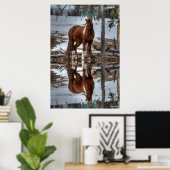Dun Ranch Horse Drink Hole Equine-foto Poster (Thuiskantoor)