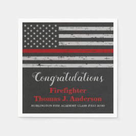 Dun Red Line Fireman Firefighter Afstuderen Servet