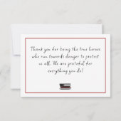 Dun Red Line USA Flag Firefighter Appreciation Bedankkaart (Achterkant)