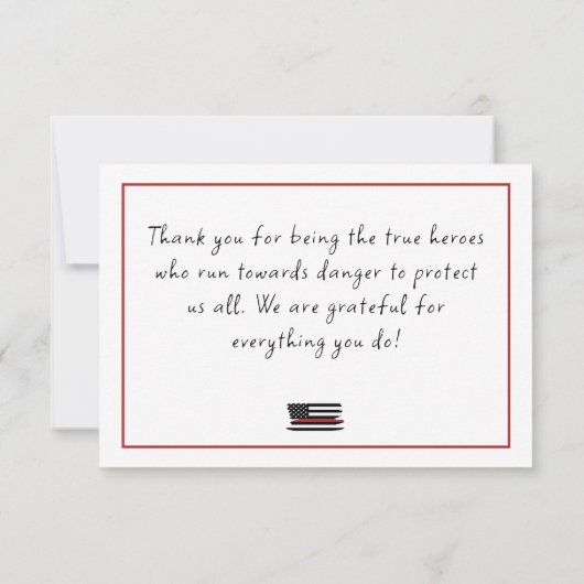 Dun Red Line USA Flag Firefighter Appreciation Bedankkaart (Achterkant)