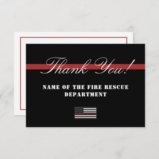 Dun Red Line USA Flag Firefighter Appreciation Bedankkaart (Voorkant / Achterkant)