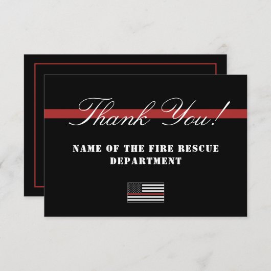 Dun Red Line USA Flag Firefighter Appreciation Bedankkaart (Voorkant / Achterkant)