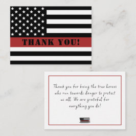Dun Red Line USA Flag Firefighter Appreciation Notitiekaartje