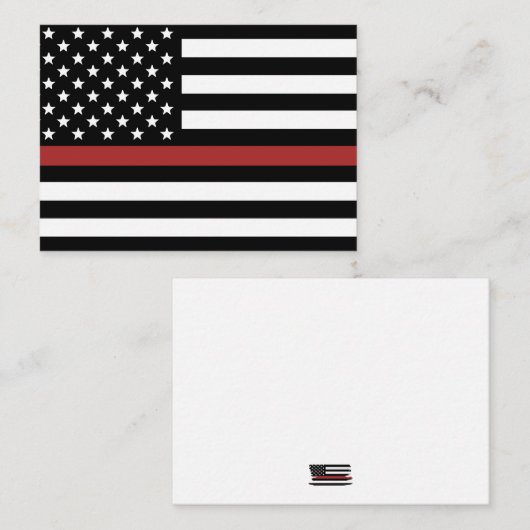 Dun Red Line USA Flag Firefighter Appreciation Notitiekaartje (Voorkant / Achterkant)