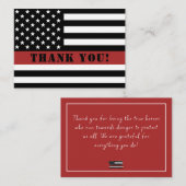 Dun Red Line USA Flag Firefighter Appreciation Notitiekaartje (Voorkant / Achterkant)