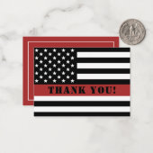 Dun Red Line USA Flag Firefighter Appreciation Notitiekaartje (Voorkant / Achterkant in situ)