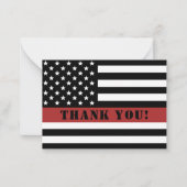 Dun Red Line USA Flag Firefighter Appreciation Notitiekaartje (Voorkant)