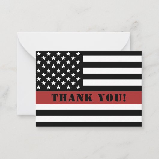 Dun Red Line USA Flag Firefighter Appreciation Notitiekaartje (Voorkant)