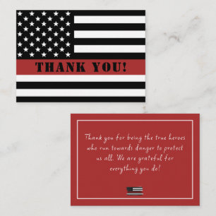 Dun Red Line USA Flag Firefighter Appreciation Notitiekaartje