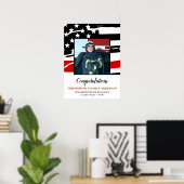 Dun rode lijn Foto van brandweerman Poster (Thuiskantoor)