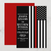 Dun Roodlijnbrandbestrijding Vlag bruiloft Kaart (Voorkant / Achterkant)