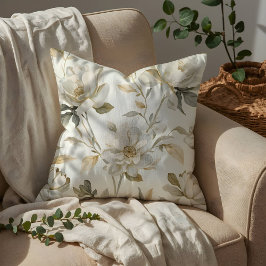 Dun waterverf wit bloempatroon kussen