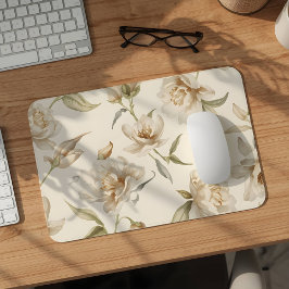 Dun waterverfpatroon met witte bloemen muismat
