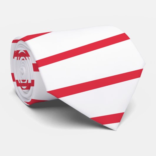 Dun wit en rood horizontaal gestreept Stropdas (Opgerold)