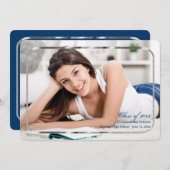 Dun Zilveren Lijst Foto Afstudeeruitnodiging Aankondiging (Voorkant / Achterkant)