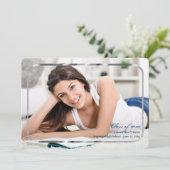 Dun Zilveren Lijst Foto Afstudeeruitnodiging Aankondiging (Staand voorkant)