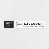 Dun zwart-wit kaarsetiket labels (Design 1)