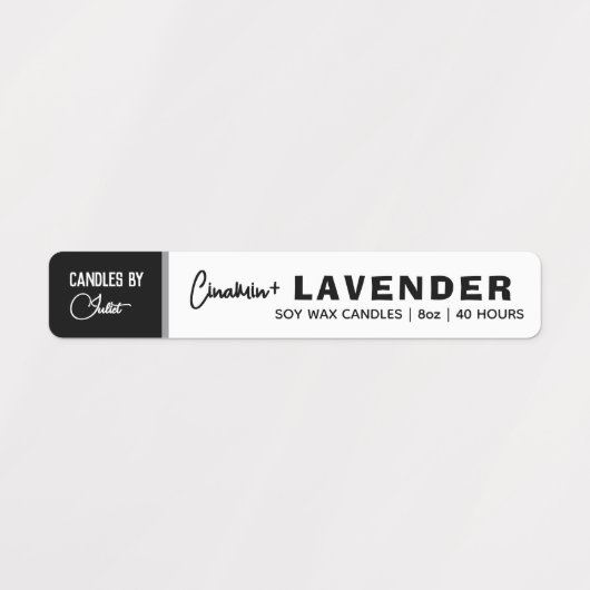 Dun zwart-wit kaarsetiket labels (Design 1)