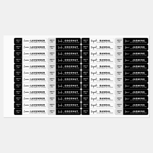 Dun zwart-wit kaarsetiket labels (Vel)
